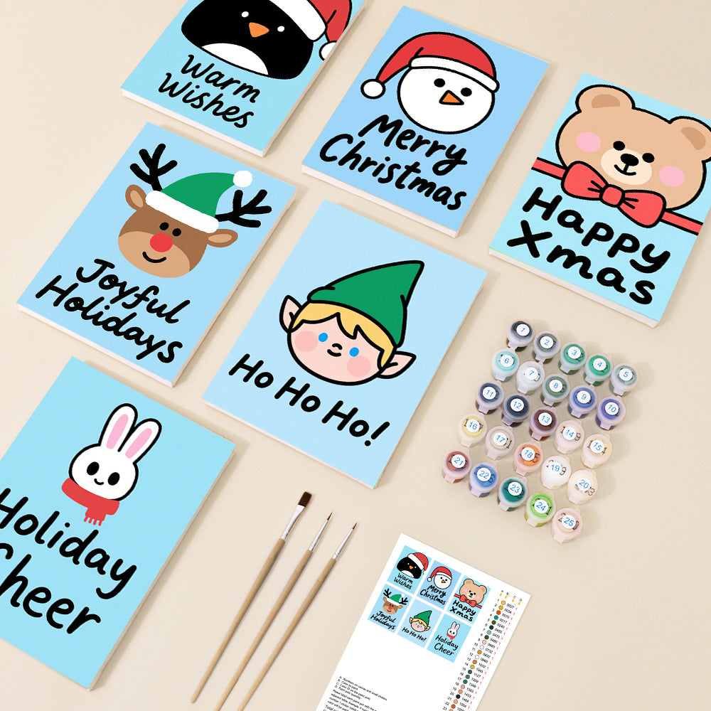 Holiday Cheer Friends Mini Paint by Numbers Set – 6 Designs