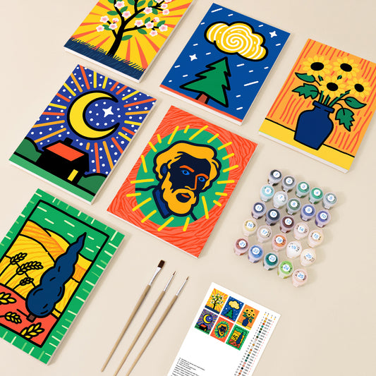 Helles, von Künstlern inspiriertes Mini-Malen-nach-Zahlen-Set – 6 Designs