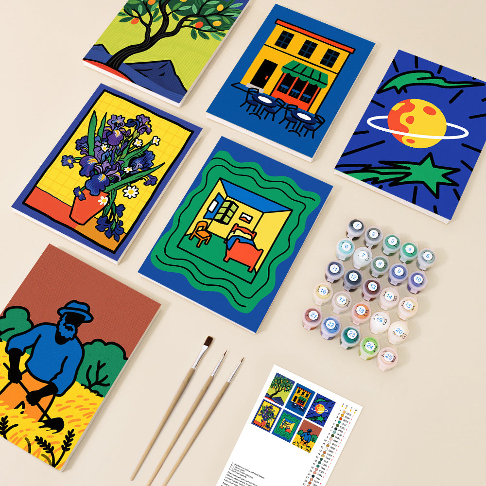 Color Pop Mini Malen nach Zahlen Set – 6 moderne Designs