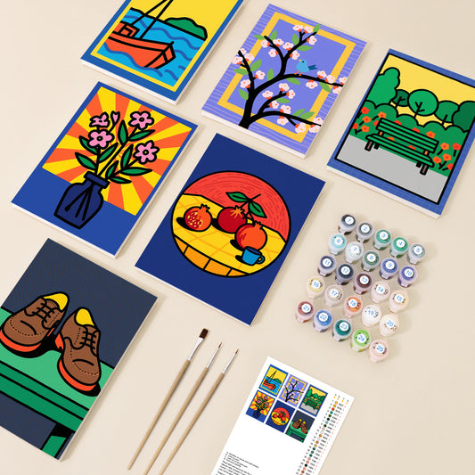 Modern Everyday Icons Mini Paint by Numbers Set – 6 Designs