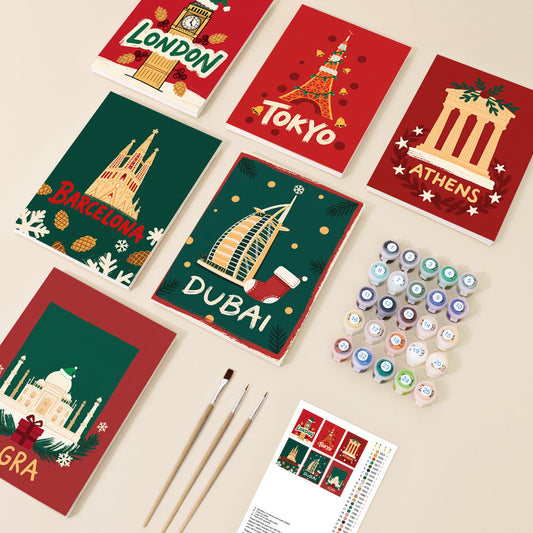 Holiday World Landmarks Mini Paint by Numbers Set – 6 Designs