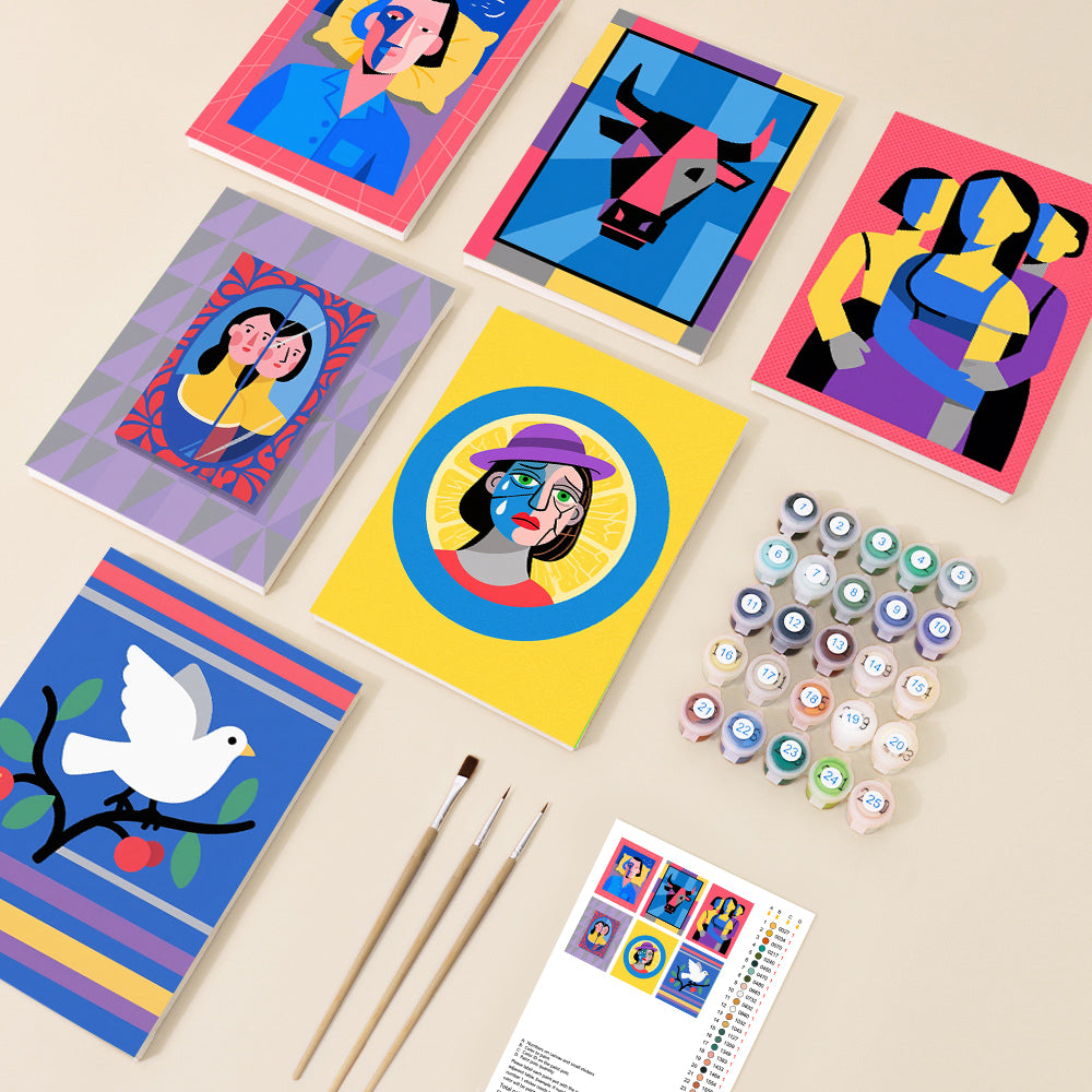 Modern Abstract Portraits Mini Paint by Numbers Set - 6 Designs