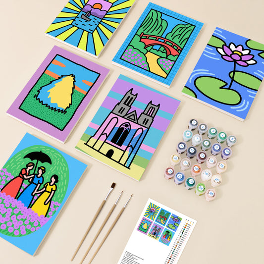 Colorful Nature & Landmarks Mini Paint by Numbers Set - 6 Designs