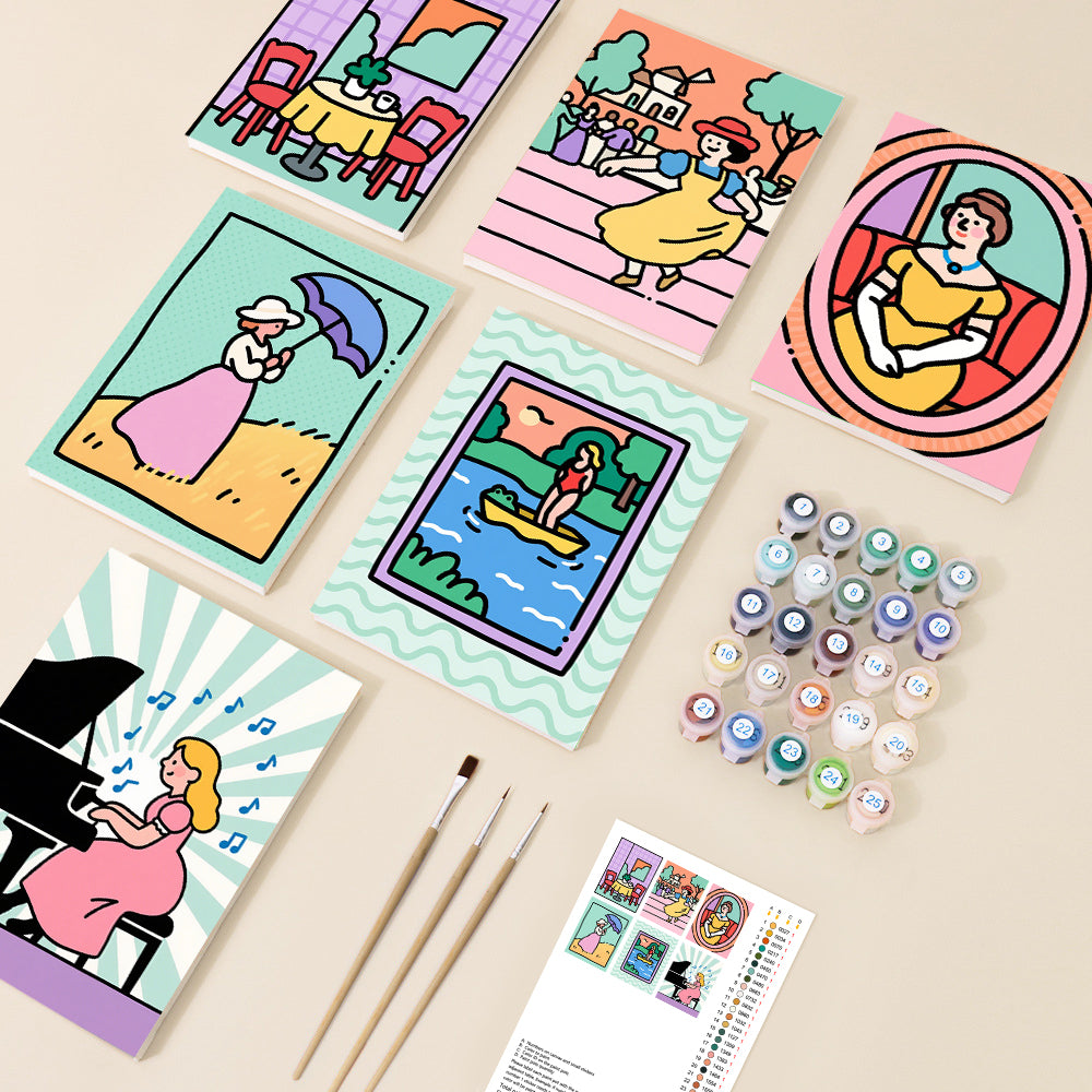 Pastel Storybook Moments Mini Paint by Numbers Set - 6 Designs