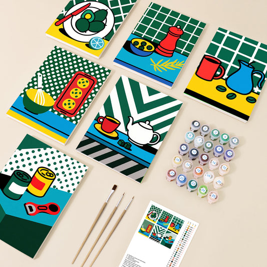 Graphic Kitchen & Tea Mini Paint by Numbers Set - 6 Designs