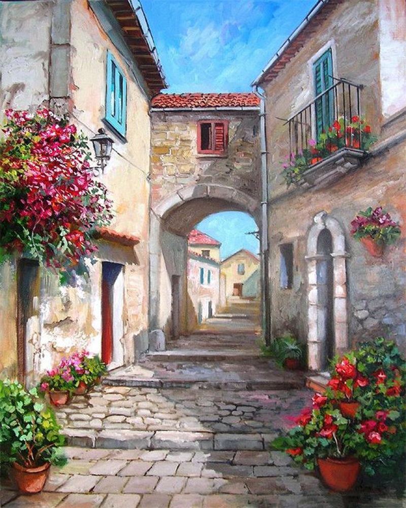 Mediterranean Flower Alley - 40x50 cm paint by numbers kit