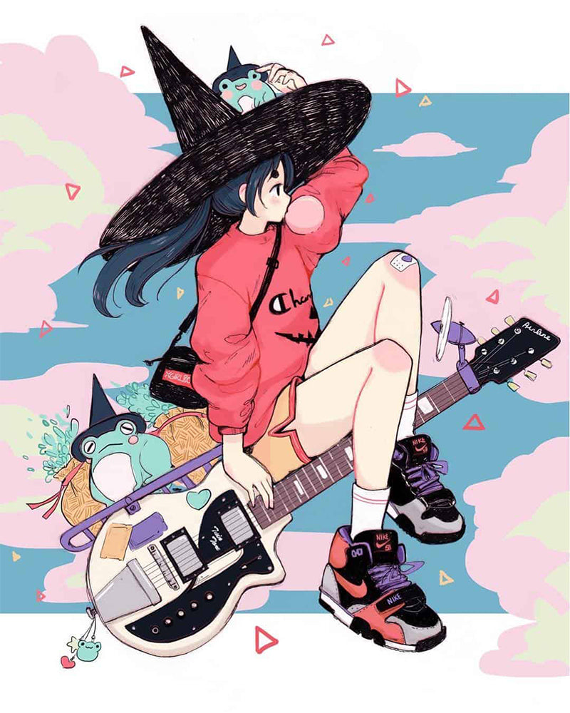 Pastel Witch Guitarist - 40x50 cm paint by numbers kit