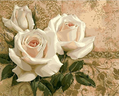 Vintage Ivory Roses - 40x50 cm paint by numbers kit