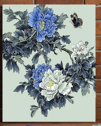 Blue Peonies and Butterfly - 40x50 cm paint by numbers kit
