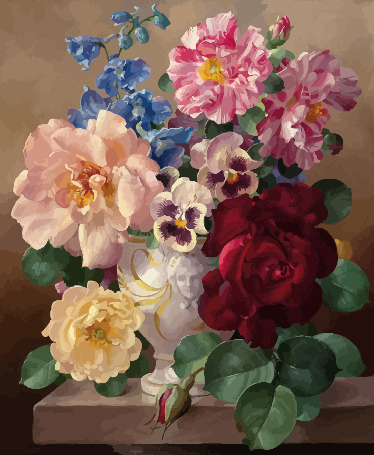 Vintage Garden Rose Bouquet - 40x50 cm paint by numbers kit
