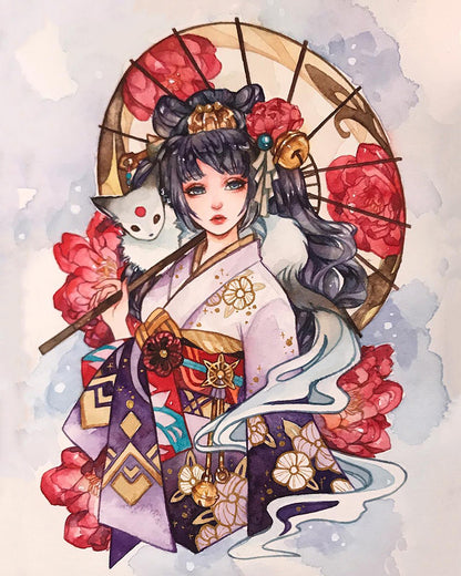 Crimson Geisha Spirit - 40x50 cm paint by numbers kit