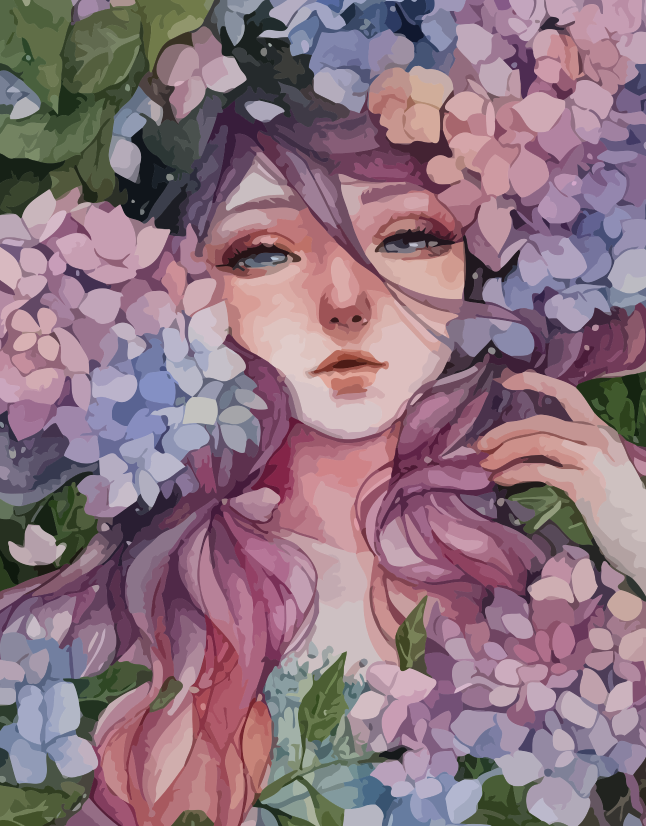 Hydrangea Garden Muse - 40x50 cm paint by numbers kit