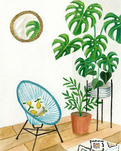 Modern Monstera Corner - 40x50 cm paint by numbers kit
