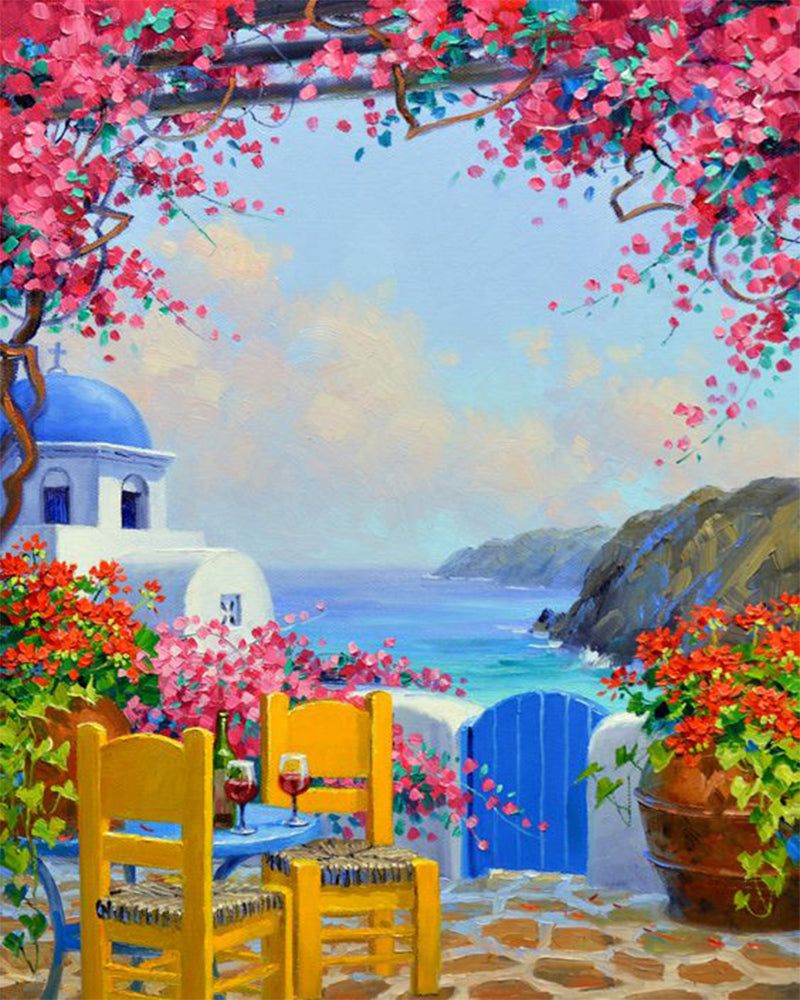Bougainvillea Sea Terrace - 40x50 cm paint by numbers kit
