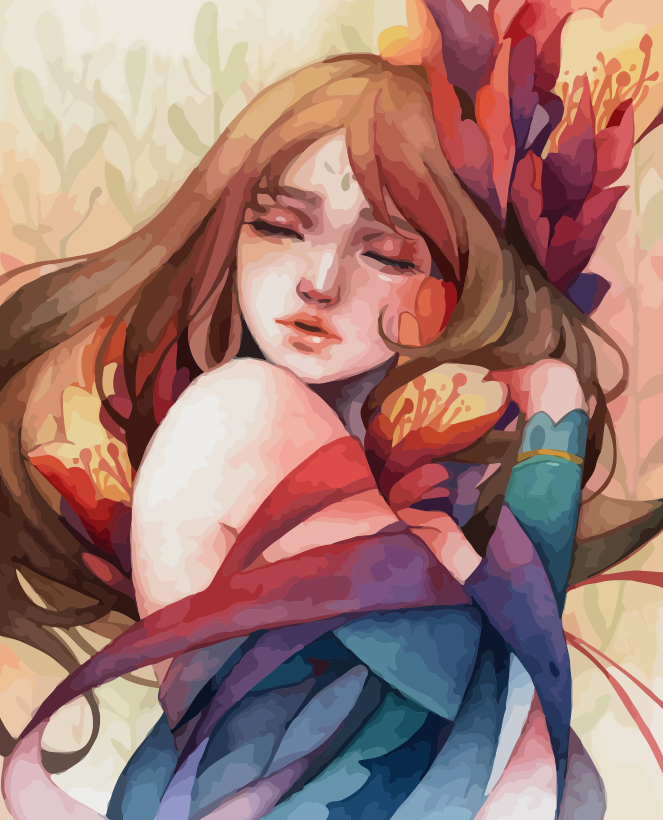 Autumn Floral Dream Girl - 40x50 cm paint by numbers kit