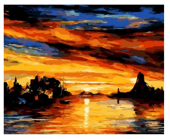 Fiery Harbor Sunset - 40x50 cm paint by numbers kit