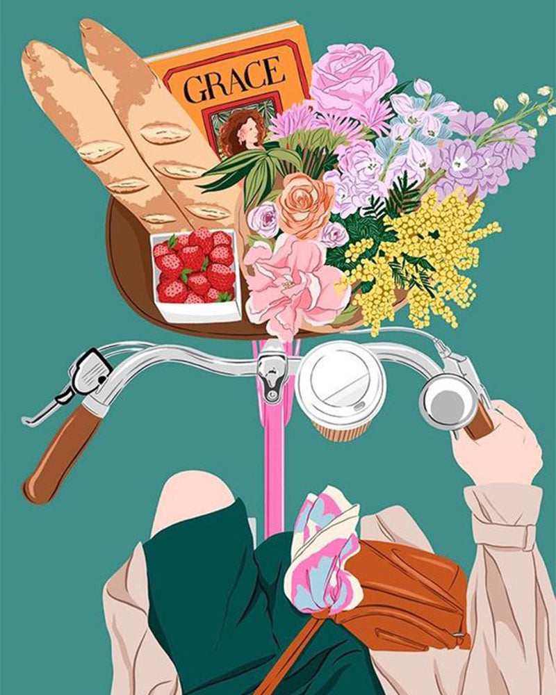 Bicycle Picnic Blooms - 40x50 cm paint by numbers kit