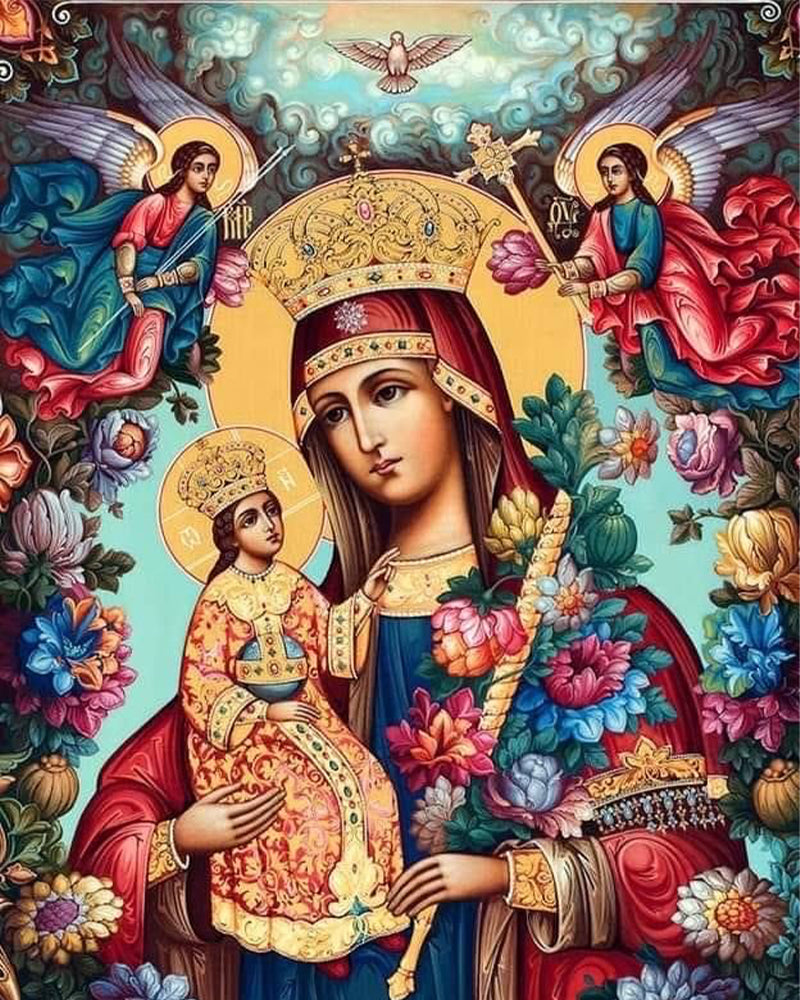 Floral Madonna and Child - 40x50 cm paint by numbers kit