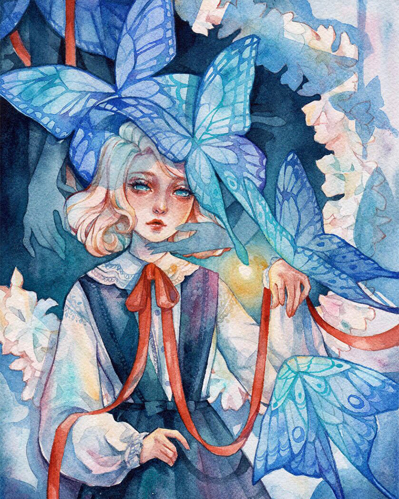 Blue Butterfly Reverie - 40x50 cm paint by numbers kit