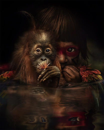 Jungle Friendship Reflection - 40x50 cm paint by numbers kit