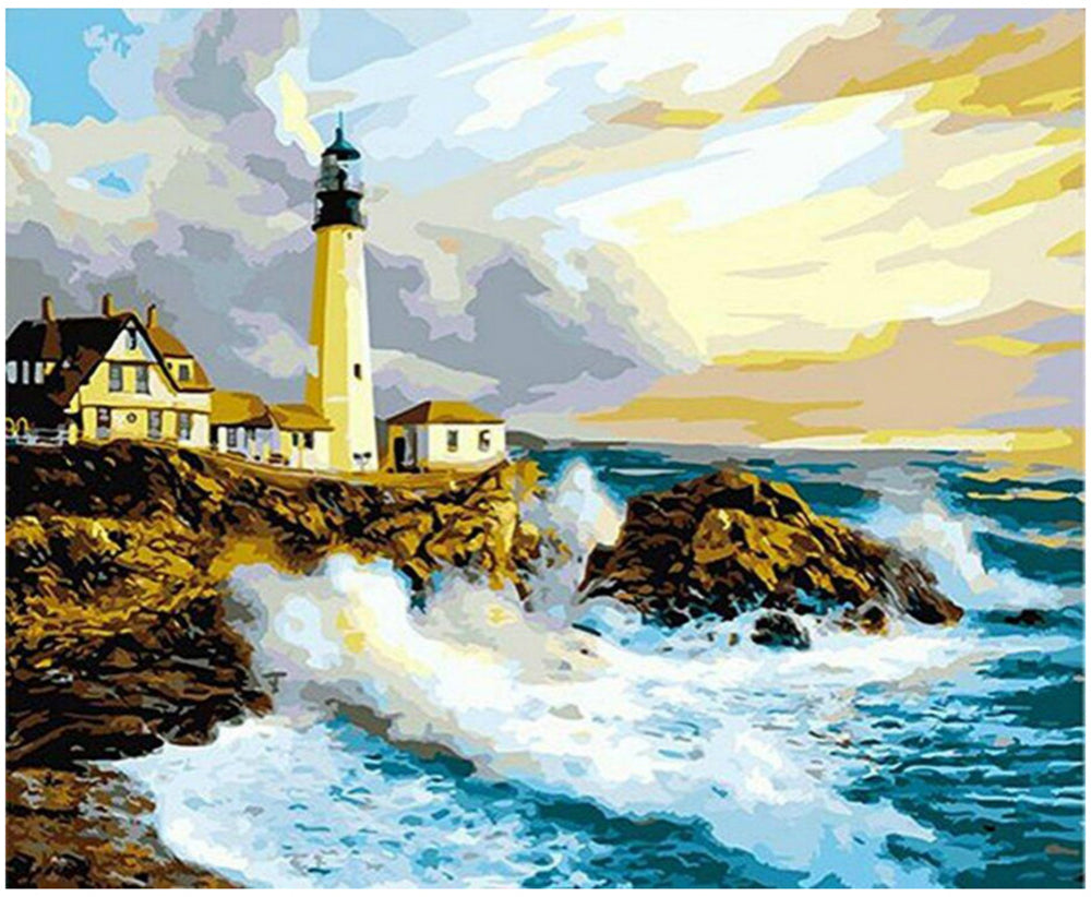 Lighthouse by the Waves - 40x50 cm paint by numbers kit