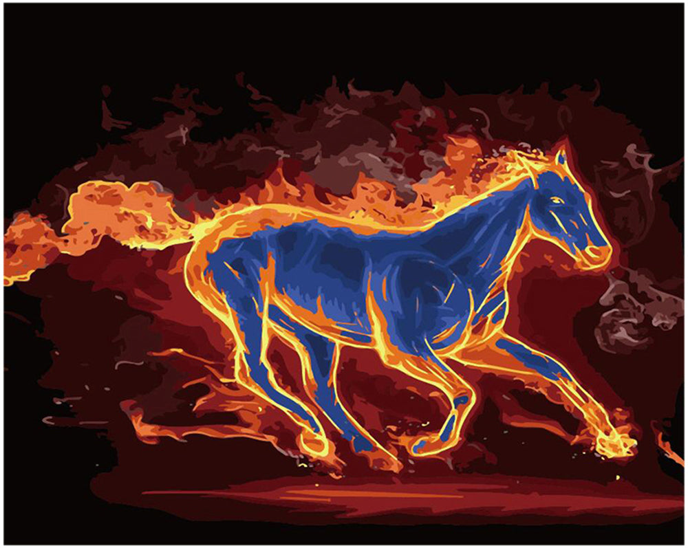 Blue Horse in Flames - 40x50 cm paint by numbers kit
