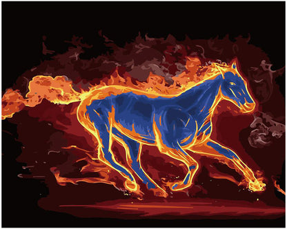 Blue Horse in Flames - 40x50 cm paint by numbers kit