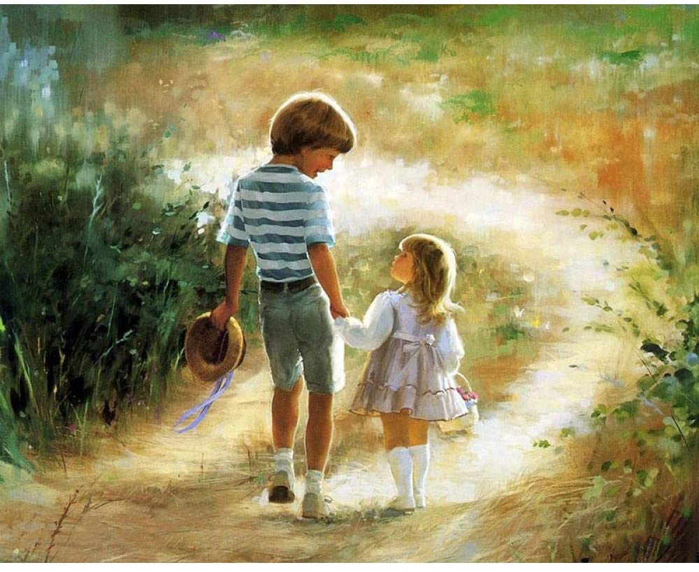 Brother and Sister Country Walk - 40x50 cm paint by numbers kit