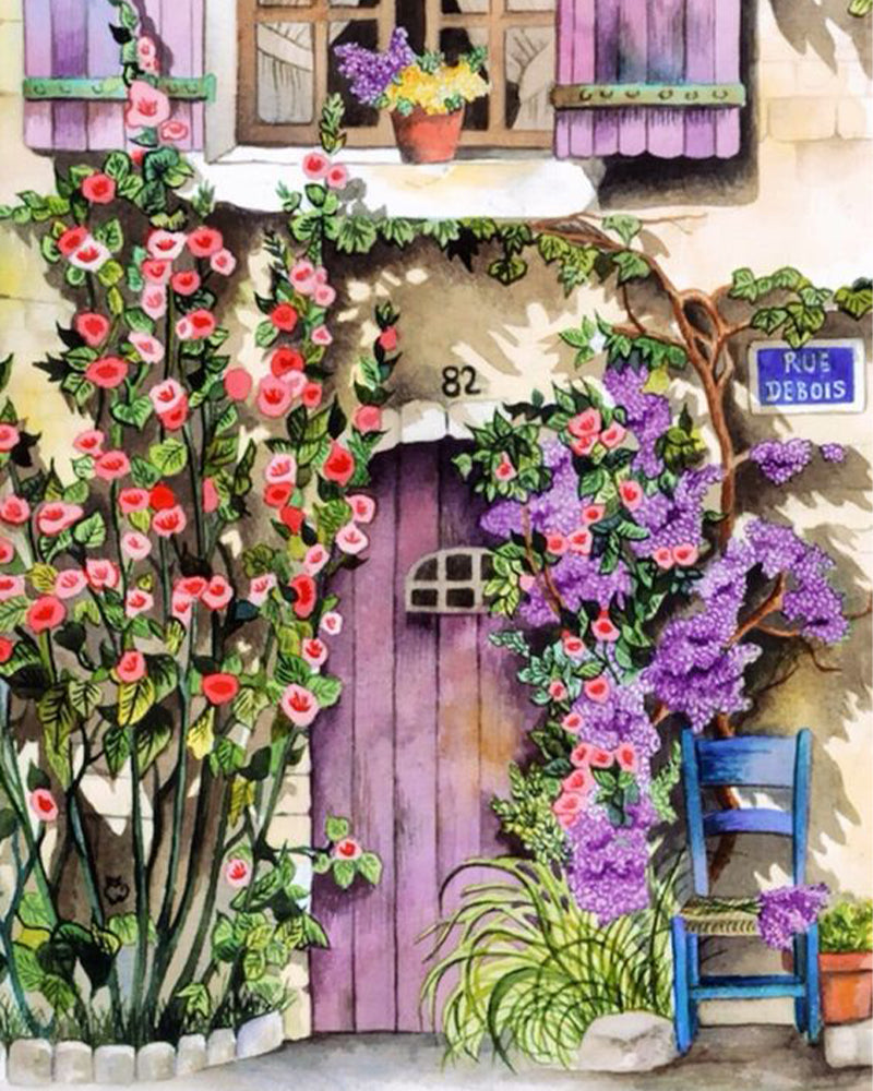 Lavender Cottage Door - 40x50 cm paint by numbers kit