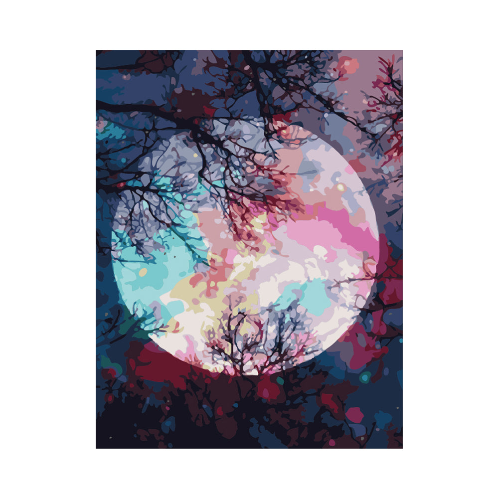 Colorful Moon Through Branches - 40x50 cm paint by numbers kit