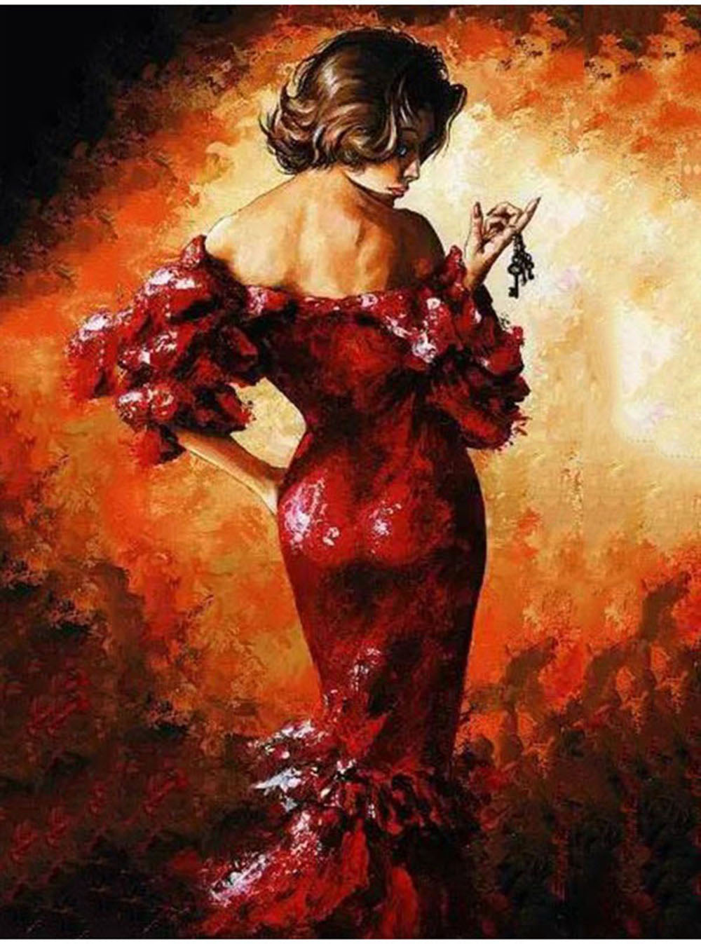Woman in Red Dress - 40x50 cm paint by numbers kit