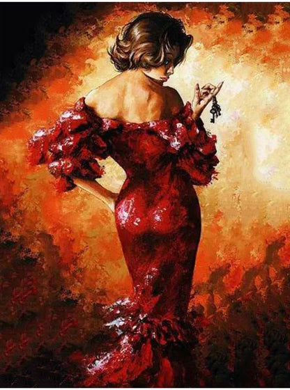 Woman in Red Dress - 40x50 cm paint by numbers kit