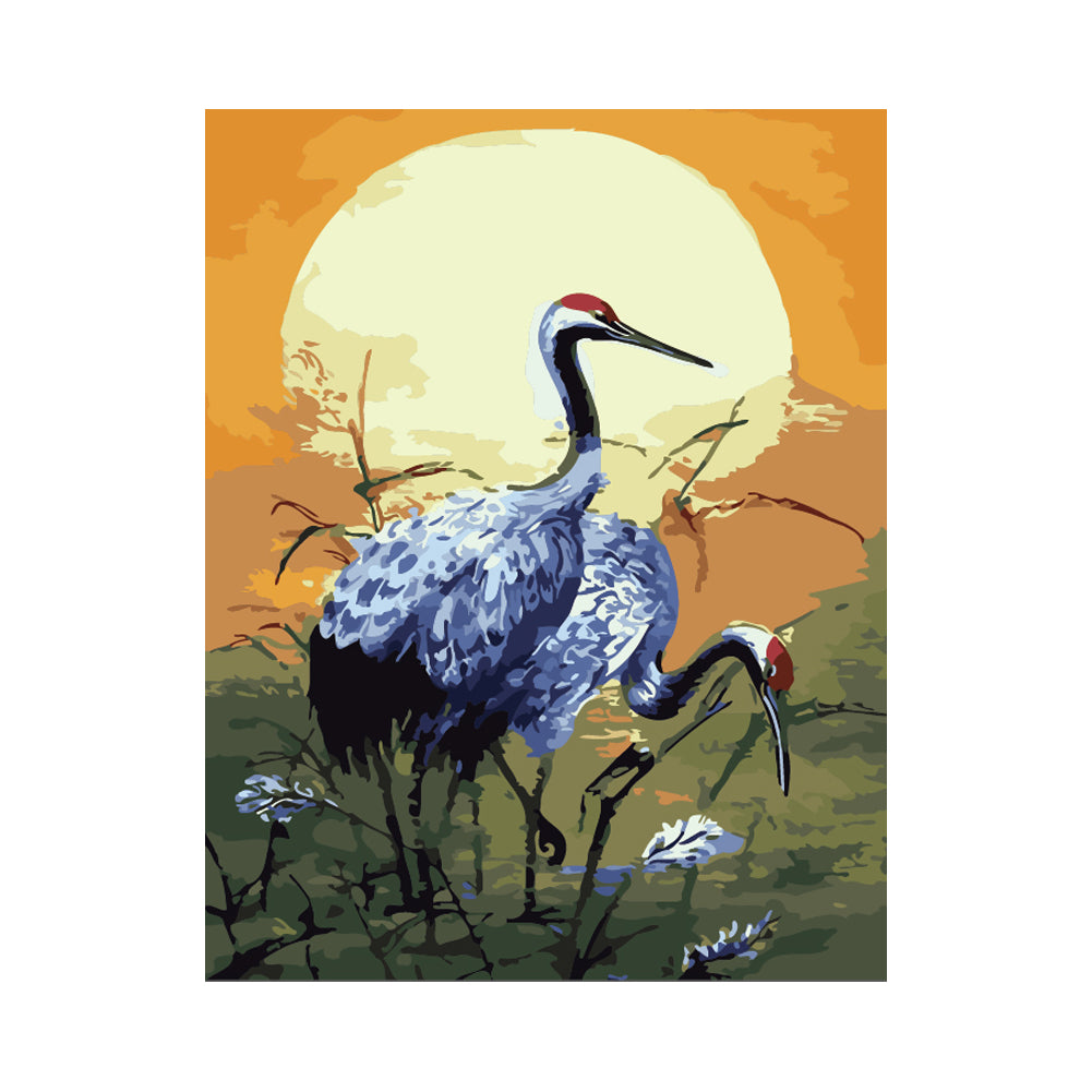 Cranes Beneath the Golden Sun - 40x50 cm paint by numbers kit