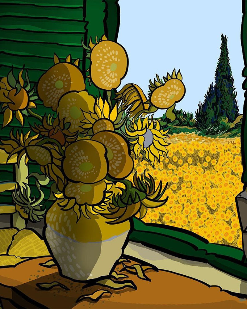 Sunflowers by the Open Window - 40x50 cm paint by numbers kit