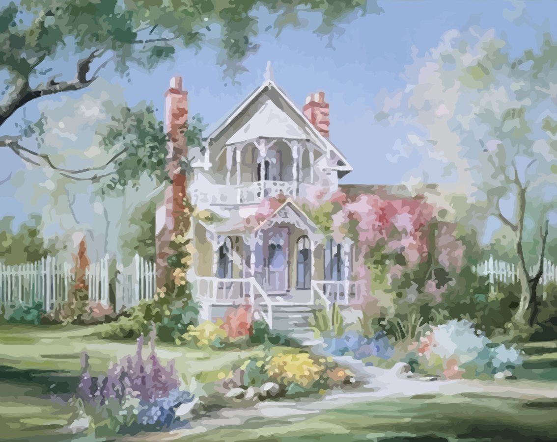 Pastel Garden Cottage - 40x50 cm paint by numbers kit
