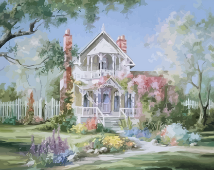 Pastel Garden Cottage - 40x50 cm paint by numbers kit