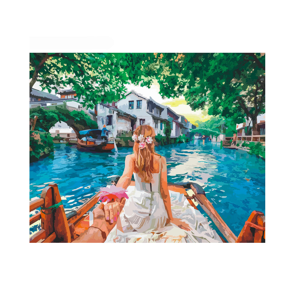 Romantic Canal Boat Journey - 40x50 cm paint by numbers kit