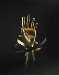 Golden Hand in Orbit - 40x50 cm paint by numbers kit