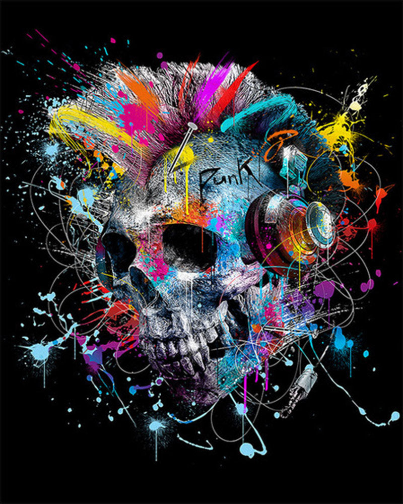 Neon Punk Skull - 40x50 cm paint by numbers kit