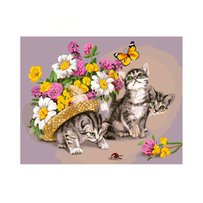 Playful Kittens and Wildflowers - 40x50 cm paint by numbers kit