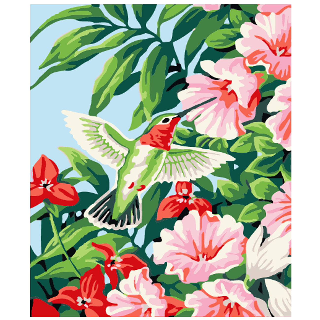 Hummingbird in Tropical Blooms - 40x50 cm paint by numbers kit