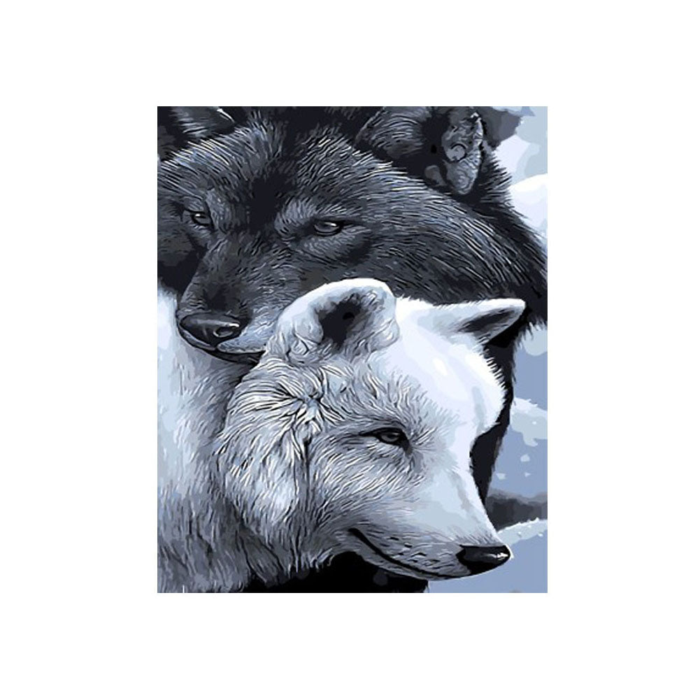 Black and White Wolf Pair - 40x50 cm paint by numbers kit