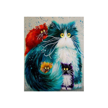 Whimsical Colorful Cat Family - 40x50 cm paint by numbers kit