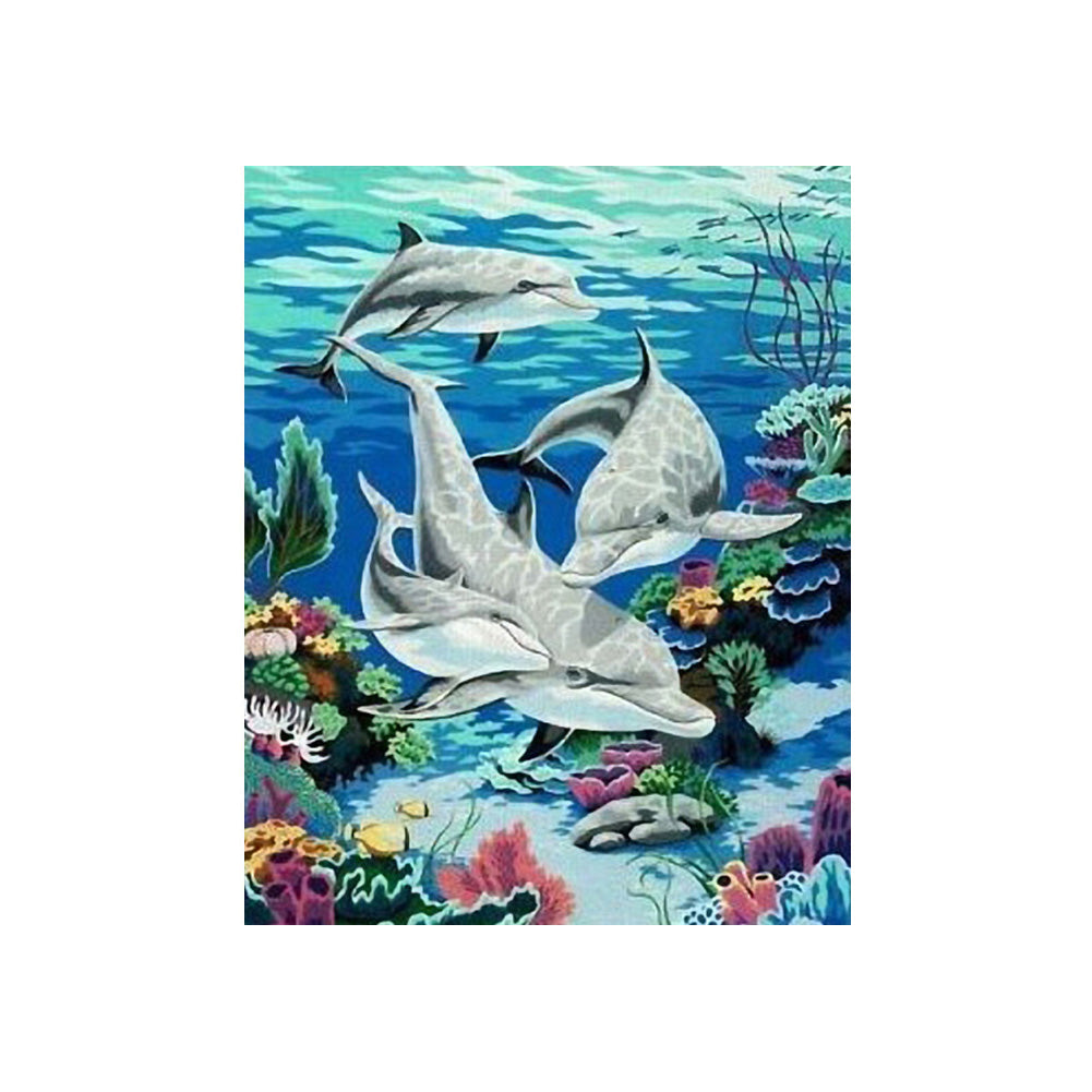 Coral Dolphin Family - 40x50 cm paint by numbers kit