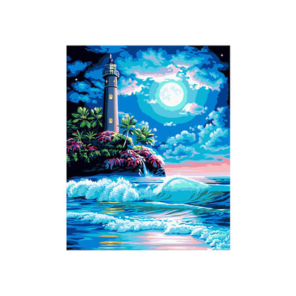 Moonlit Island Lighthouse - 40x50 cm paint by numbers kit
