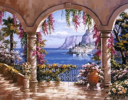 Mediterranean Floral Terrace - 40x50 cm paint by numbers kit