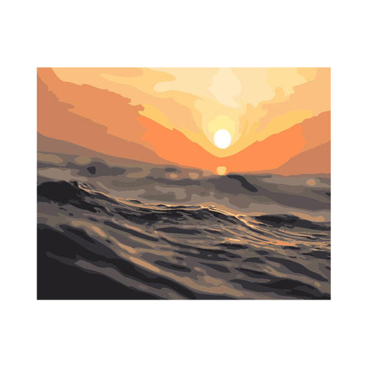 Sunset Over Rocky Shore - 40x50 cm paint by numbers kit