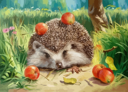 Hedgehog Friends in the Garden - 40x50 cm paint by numbers kit