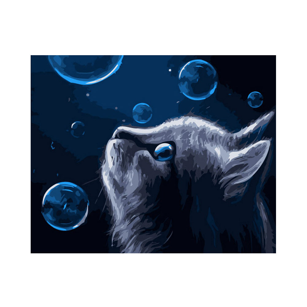 Blue Bubble Cat - 40x50 cm paint by numbers kit