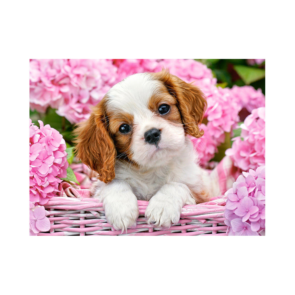 Hydrangea Basket Puppy - 40x50 cm paint by numbers kit
